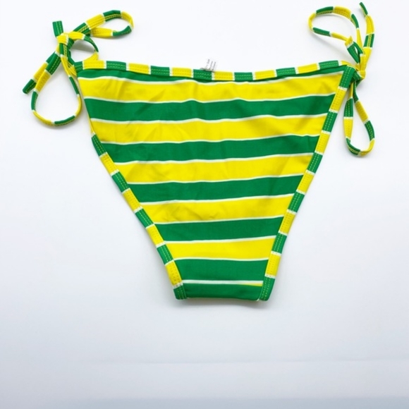 🙋🍍Classic String Bikini OS Stripes Yellow Green - Picture 3 of 3